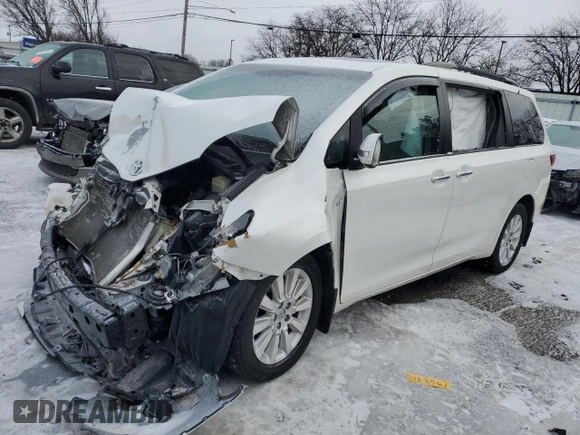 2016 Toyota Sienna Ltd with VIN 5TDDK3DC7GS132956, listed as a Copart auction lot 89190975 with 0 mi miles and Salvage Title. Bid and sale history available at carsss.com. Image 1.