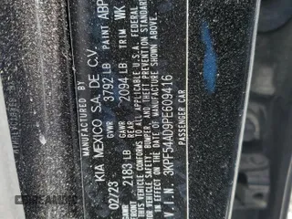 2023 Kia Forte GT-Line with VIN 3KPF54AD9PE609416, listed as a Copart auction lot 53337375 with 25,423 mi miles and Salvage Title. Bid and sale history available at carsss.com. Image 14.