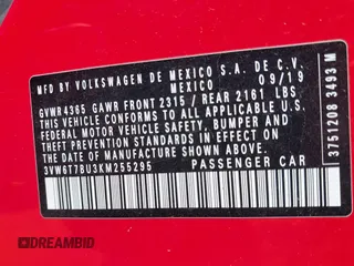 2019 Volkswagen Jetta GLI S z VIN 3VW6T7BU3KM255295, wystawiony jako IAAI lot #42173746 z przebiegiem 63 526 mil mil oraz . Historia ofert i sprzedaży dostępna na DreamBid. Obrazek 9.