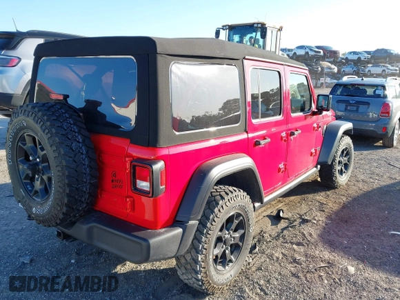 2022 Jeep Wrangler Unlimited Willys with VIN 1C4HJXDN3NW129708, listed as a IAAI auction lot 42025893 with 14,548 mi miles and . Bid and sale history available at DreamBid. Image 4.