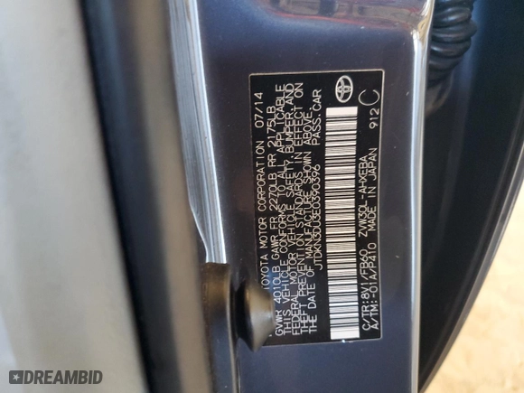 2014 Toyota Prius Four with VIN JTDKN3DU3E0390396, listed as a Copart auction lot 46545755 with 178,866 mi miles and Salvage Title. Bid and sale history available at carsss.com. Image 12.