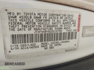 2002 Lexus SC 430 z VIN JTHFN48Y620016783, wystawiony jako IAAI lot #42274474 z przebiegiem 143 621 mil mil oraz . Historia ofert i sprzedaży dostępna na DreamBid. Obrazek 9.