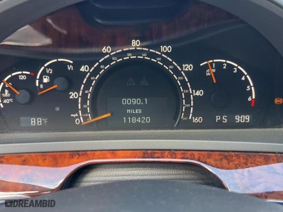 2005 Mercedes-Benz S-Class 5.0L with VIN WDBNG84J75A450070, listed as a Copart auction lot 73543614 with 118,420 mi miles and Clean Title. Bid and sale history available at carsss.com. Image 8.