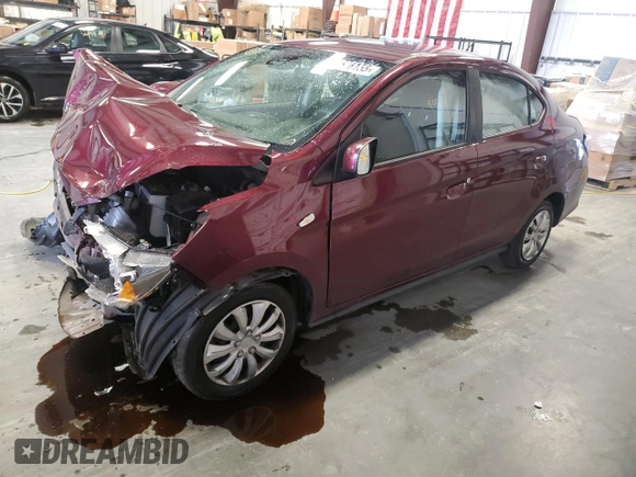 2022 Mitsubishi Mirage ES z VIN ML32FUFJ7NHF08897, wystawiony jako Copart lot #48678155 z przebiegiem 80 082 mil mil oraz Szkoda całkowita • Salvage title. Historia ofert i sprzedaży dostępna na DreamBid. Obrazek 1.