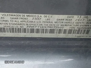 2007 Volkswagen Jetta Wolfsburg Edition с VIN 3VWEF71K97M077502, выставлен на аукционе IAAI как лот 41193243 с пробегом 135 259 миль миль и . История ставок и продаж доступна на DreamBid. Изображение 9.