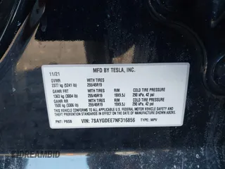 2022 Tesla Model Y Long Range with VIN 7SAYGDEE7NF316856, listed as a IAAI auction lot 41452234 with Not Provided miles and . Bid and sale history available at carsss.com. Image 9.