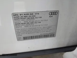 2017 Audi Q3 Prestige with VIN WA1GCCFS1HR005371, listed as a IAAI auction lot 41991188 with 86,380 mi miles. Bid and sale history available at carsss.com. Image 9.