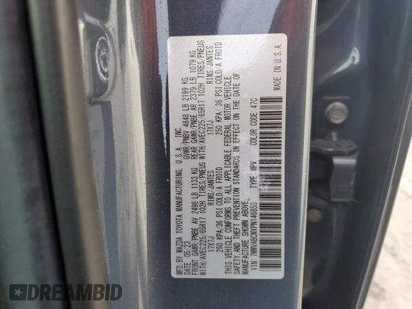 2023 Mazda CX-50 S Preferred Plus with VIN 7MMVABCMXPN146853, listed as a Copart auction lot 76661614 with Not Provided miles and Salvage Title. Bid and sale history available at DreamBid. Image 14.