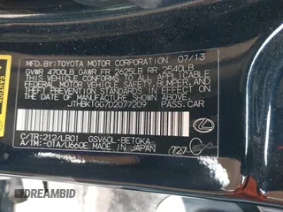2013 Lexus ES 250 z VIN JTHBK1GG7D2077209, wystawiony jako IAAI lot #42435416 z przebiegiem 60 452 mil mil oraz . Historia ofert i sprzedaży dostępna na DreamBid. Obrazek 9.