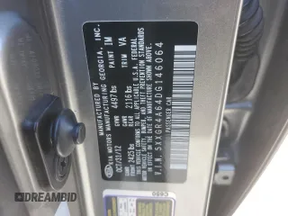 2013 Kia Optima SX with VIN 5XXGR4A64DG146064, listed as a Copart auction lot 58272935 with 108,116 mi miles and Salvage title. Bid and sale history available at DreamBid. Image 12.