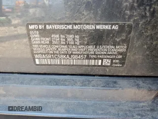 2019 BMW 3 Series 330i с VIN WBA5R1C58KAJ98457, выставлен на аукционе Copart как лот 60736175 с пробегом 60 826 миль миль и Списание • Salvage title. История ставок и продаж доступна на DreamBid. Изображение 12.