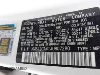 2018 Hyundai Tucson SE z VIN KM8J2CA41JU807280, wystawiony jako IAAI lot #42301977 z przebiegiem 62 415 mil mil oraz . Historia ofert i sprzedaży dostępna na DreamBid. Obrazek 9.
