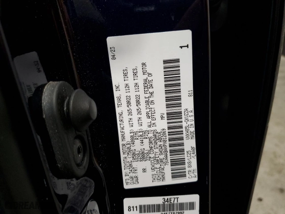 2023 Toyota Sequoia SR5 with VIN 7SVAAABAXPX012869, listed as a Copart auction lot 42191585 with 13,544 mi miles and Salvage Title. Bid and sale history available at carsss.com. Image 14.