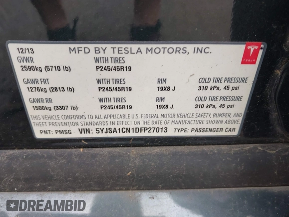 2013 Tesla Model S с VIN 5YJSA1CN1DFP27013, выставлен на аукционе IAAI как лот 42014212 с пробегом 65 858 миль миль и . История ставок и продаж доступна на DreamBid. Изображение 9.