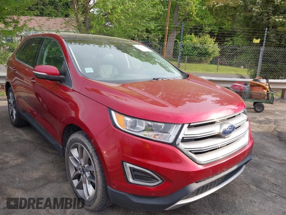 2015 Ford Edge Titanium z VIN 2FMPK3K97FBB70736, wystawiony jako IAAI lot #41998404 z przebiegiem 78 087 mil mil oraz . Historia ofert i sprzedaży dostępna na DreamBid. Obrazek 1.