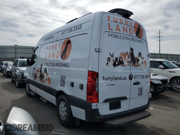 2024 Mercedes-Benz Sprinter Cargo with VIN W1W4NBHY3RT163993, listed as a Copart auction lot 45495854 with Not Provided miles and Salvage Title. Bid and sale history available at carsss.com. Image 2.