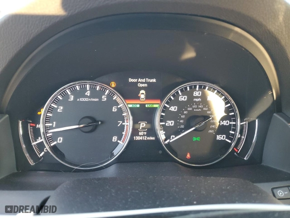 2016 Acura RLX Tech Pkg with VIN JH4KC1F56GC000889, listed as a Copart auction lot 80466374 with 130,412 mi miles and Salvage Title. Bid and sale history available at carsss.com. Image 9.