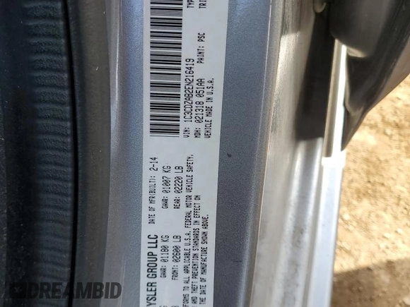 2014 Dodge Avenger SE with VIN 1C3CDZAB2EN216419, listed as a Copart auction lot 50443265 with 115,201 mi miles and Salvage Title. Bid and sale history available at DreamBid. Image 12.