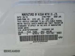 2015 Infiniti Q50 Premium with VIN JN1BV7AP3FM354887, listed as a Copart auction lot 51200705 with 127,646 mi miles and Salvage Title. Bid and sale history available at DreamBid. Image 13.