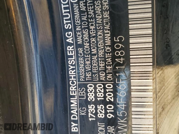 2006 Mercedes-Benz SLK-Class 3.0L with VIN WDBWK54F66F114895, listed as a Copart auction lot 55417885 with 128,984 mi miles and Salvage Title. Bid and sale history available at carsss.com. Image 12.