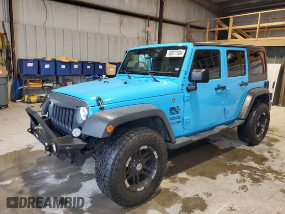 2018 Jeep Wrangler JK Unlimited Sport S with VIN 1C4BJWDG2JL818457, listed as a Copart auction lot 60877004 with 78,503 mi miles and Salvage Title. Bid and sale history available at carsss.com. Image 1.