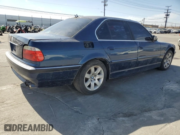 2001 BMW 7 Series 740iA with VIN WBAGG83441DN88645, listed as a Copart auction lot 47243405 with 0 mi miles and Clean Title. Bid and sale history available at carsss.com. Image 3.