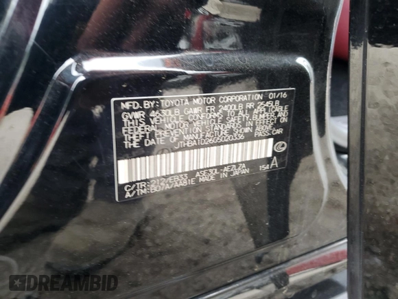 2016 Lexus IS 200t with VIN JTHBA1D26G5020336, listed as a Copart auction lot 51095255 with 98,018 mi miles and Salvage Title. Bid and sale history available at DreamBid. Image 13.