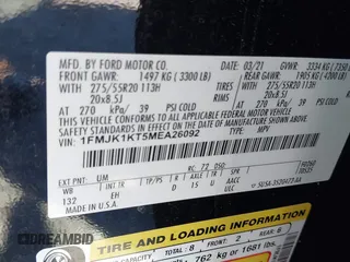 2021 Ford Expedition Max Limited с VIN 1FMJK1KT5MEA26092, выставлен на аукционе IAAI как лот 41794464 с пробегом 92 731 миль миль и . История ставок и продаж доступна на DreamBid. Изображение 9.