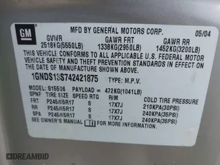 2004 Chevrolet TrailBlazer LT with VIN 1GNDS13S742421875, listed as a IAAI auction lot 41790889 with 167,224 mi miles. Bid and sale history available at carsss.com. Image 9.