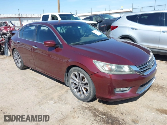 2013 Honda Accord Sport with VIN 1HGCR2F53DA198298, listed as a IAAI auction lot 41956887 with 215,669 mi miles and . Bid and sale history available at DreamBid. Image 1.