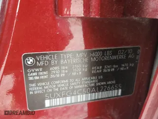 2010 BMW X6 xDrive35i with VIN 5UXFG4C50AL226655, listed as a Copart auction lot 47475925 with 0 mi miles and Salvage Title. Bid and sale history available at carsss.com. Image 13.