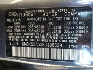 2019 Hyundai Kona Ultimate with VIN KM8K53A5XKU198339, listed as a Copart auction lot 85331724 with 60,709 mi miles and Clean Title. Bid and sale history available at carsss.com. Image 12.