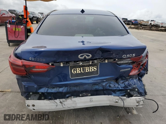 2019 Infiniti Q50 3.0t Signature Edition with VIN JN1EV7AP6KM540642, listed as a Copart auction lot 64402524 with 43,677 mi miles and Salvage Title. Bid and sale history available at carsss.com. Image 6.