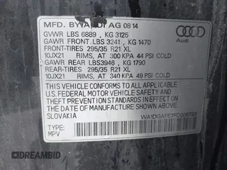 2015 Audi Q7 3.0T S line Prestige with VIN WA1DGAFE7FD006783, listed as a IAAI auction lot 41464002 with 96,845 mi miles. Bid and sale history available at carsss.com. Image 9.