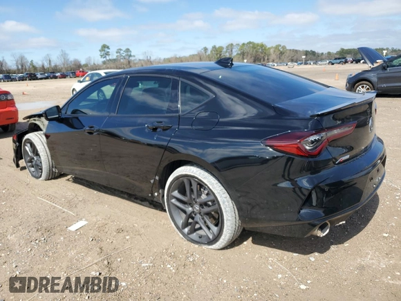 2025 Acura TLX w/A-Spec Package with VIN 19UUB6F53SA000588, listed as a Copart auction lot 46483245 with 5,417 mi miles and Salvage Title. Bid and sale history available at DreamBid. Image 2.
