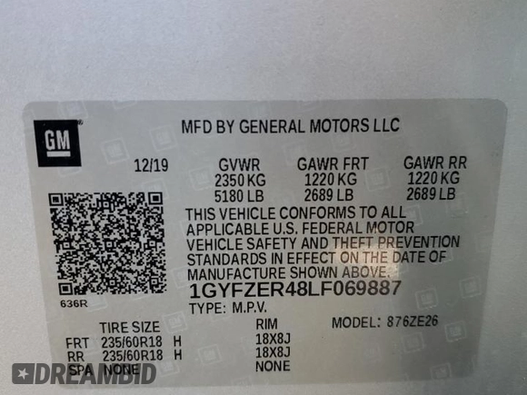 2020 Cadillac XT4 FWD Sport с VIN 1GYFZER48LF069887, выставлен на аукционе Copart как лот 46242445 с пробегом 46 606 миль миль и Списание • Salvage title. История ставок и продаж доступна на DreamBid. Изображение 15.