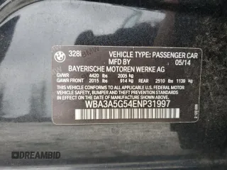 2014 BMW 3 Series 328i with VIN WBA3A5G54ENP31997, listed as a Copart auction lot 60720765 with 107,183 mi miles and Salvage title. Bid and sale history available at DreamBid. Image 12.