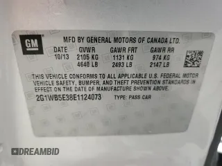 2014 Chevrolet Impala LT with VIN 2G1WB5E38E1124073, listed as a Copart auction lot 59691855 with 169,875 mi miles and Salvage title. Bid and sale history available at DreamBid. Image 13.