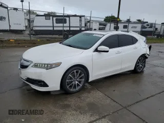 2015 Acura TLX V6 Advance with VIN 19UUB3F77FA006416, listed as a Copart auction lot 50791245 with 129,108 mi miles and Salvage Title. Bid and sale history available at carsss.com. Image 1.