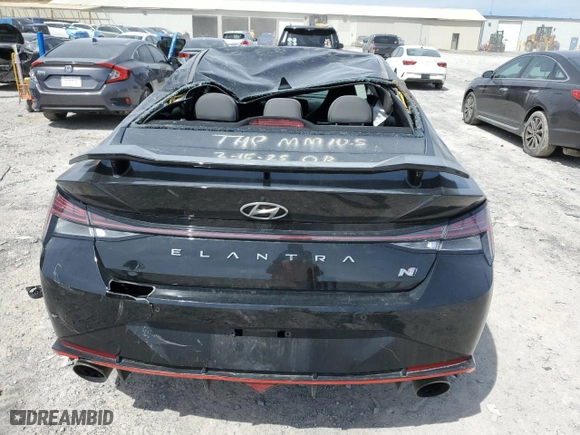 2023 Hyundai Elantra N with VIN KMHLW4AK9PU014867, listed as a Copart auction lot 49674295 with 46,886 mi miles and Salvage Title. Bid and sale history available at carsss.com. Image 6.