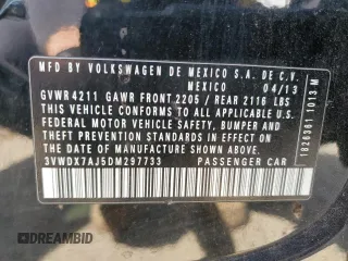 2013 Volkswagen Jetta SE with VIN 3VWDX7AJ5DM297733, listed as a Copart auction lot 53813265 with 239,797 mi miles and Non repairable. Bid and sale history available at DreamBid. Image 13.