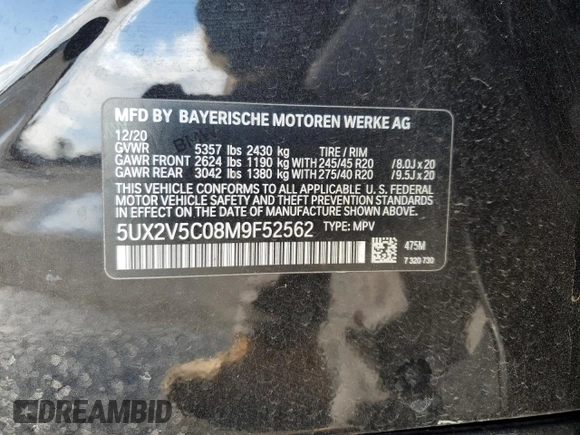 2021 BMW X4 M40i z VIN 5UX2V5C08M9F52562, wystawiony jako Copart lot #83665674 z przebiegiem Nie podano mil oraz Szkoda całkowita • Salvage title. Historia ofert i sprzedaży dostępna na DreamBid. Obrazek 15.
