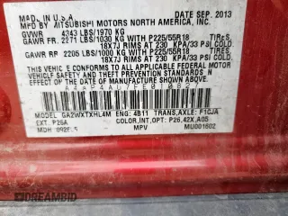 2014 Mitsubishi Outlander SE z VIN 4A4AP4AU7EE010827, wystawiony jako Copart lot #59308555 z przebiegiem 165 321 mil mil oraz Szkoda całkowita • Salvage title. Historia ofert i sprzedaży dostępna na DreamBid. Obrazek 12.