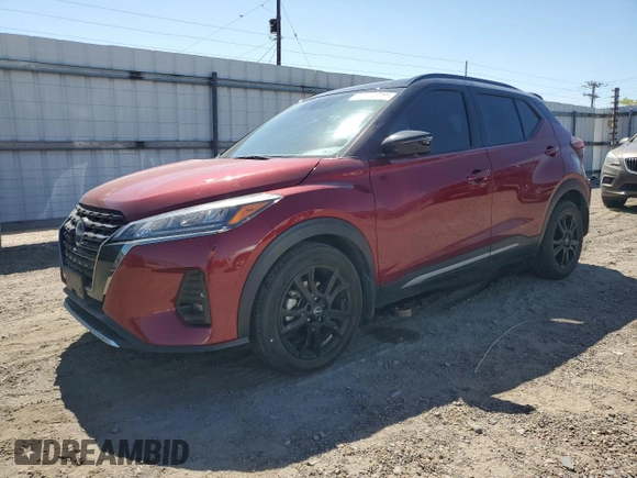 2023 Nissan Kicks SR with VIN 3N1CP5DV2PL494843, listed as a Copart auction lot 51781015 with 18,346 mi miles and Salvage Title. Bid and sale history available at carsss.com. Image 1.