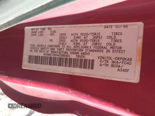 1998 Toyota Tacoma with VIN 4TAWN72NXWZ086401, listed as a IAAI auction lot 41697766 with Not Provided miles and . Bid and sale history available at DreamBid. Image 9.