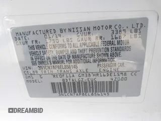 2014 Nissan Versa S Plus with VIN 3N1CN7AP8EL856145, listed as a IAAI auction lot 41896221 with 36,721 mi miles. Bid and sale history available at carsss.com. Image 9.