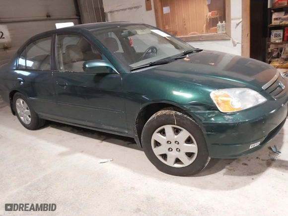 2001 Honda Civic EX with VIN 1HGES25751L040707, listed as a IAAI auction lot 41281785 with 1 mi miles. Bid and sale history available at carsss.com. Image 1.