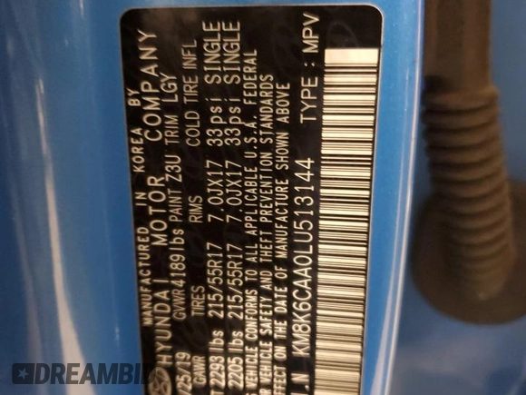 2020 Hyundai Kona SEL Plus with VIN KM8K6CAA0LU513144, listed as a Copart auction lot 45792685 with 32,102 mi miles and Non Repairable. Bid and sale history available at DreamBid. Image 13.