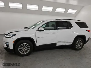 2023 Chevrolet Traverse LT Cloth with VIN 1GNERGKW2PJ135658, listed as a Copart auction lot 50096105 with 77,398 mi miles and Clean Title. Bid and sale history available at carsss.com. Image 1.