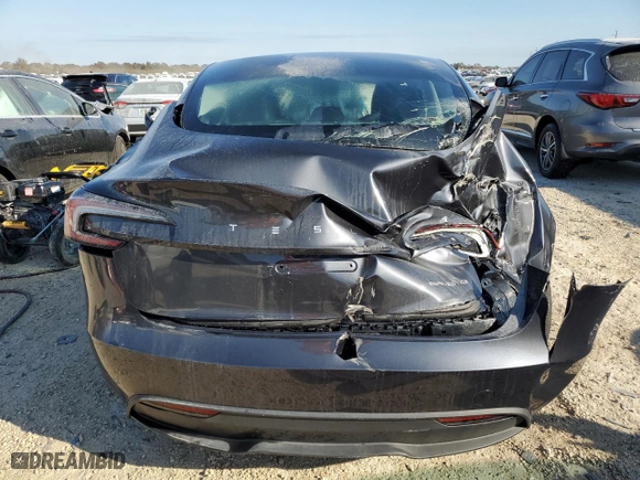 2024 Tesla Model 3 Long Range with VIN 5YJ3E1EBXRF737428, listed as a Copart auction lot 74943954 with 0 mi miles and Non Repairable. Bid and sale history available at carsss.com. Image 6.